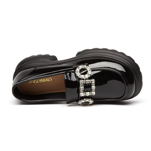 Rich bird loafers women's casual British style thick sole sponge cake single shoes women's shoes FN0235/1049 black 39