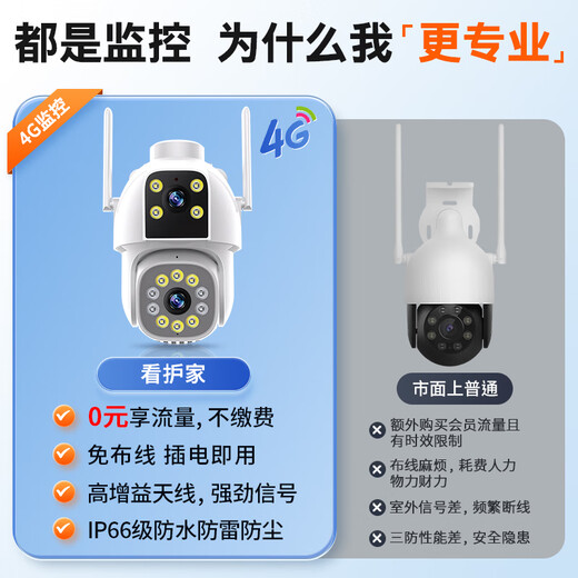 
Care home 4G surveillance camera indoor and outdoor zoom high-definition surveillance wireless wifi doorway outdoor home 360-degree panoramic view without dead angle mobile phone remote solar monitoring 16 million ultra-high definition [4G free recharge] dual-screen no dead angles Get 32G card | 0 fee | 30-day cycle recording | Power outage monitoring