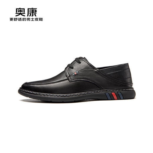 Aokang leather shoes men's lace-up moccasins business casual shoes lace-up men's shoes black size 40
