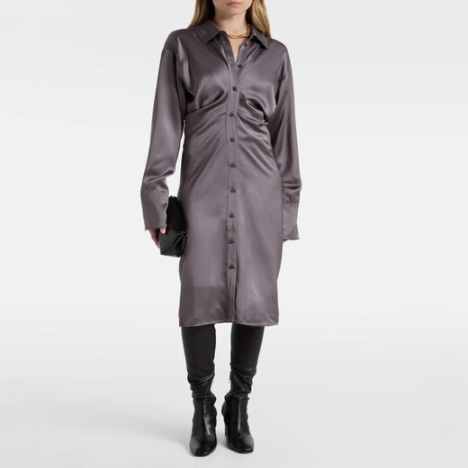 TOTEME Draped satin shirt dress P01102023 Gray S S