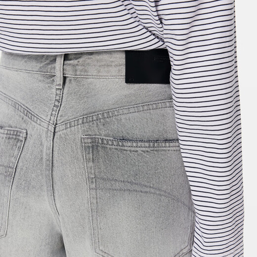Jnby/Jiangnan Buyi [ESG] Frühlings- und Herbst-Denim Lose Wide-Big Hosen Retro Casual Pendel 5o9e12530 959/Denim Hellgrau S