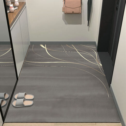 Beiyan entrance floor mat, entrance door mat, door mat, cuttable entrance floor mat, entrance door, water-absorbent anti-slip carpet, light luxury - gray 120cm*150cm