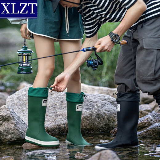 XLZT Mode japanische und koreanische hohe Röhrchenpaar Regenschuhe im Freien vielseitige wasserdichte Schuhe der Frauen wasserdichte Körperschwanzschuhe Schwarz 38 (240 mm)