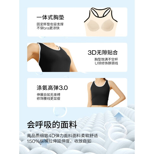 LULUUVTTOH Summer New Ribbed Sports Vest Women's Slim Fit Pilates Training Fitness Yoga Quick-Drying Top Women's Black XL