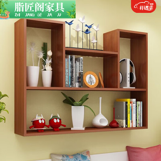 Zhijiangge creative wall storage rack without punching wall rack wall cabinet wall wall bedroom partition bookshelf modern simple 60*12*55L model warm white
