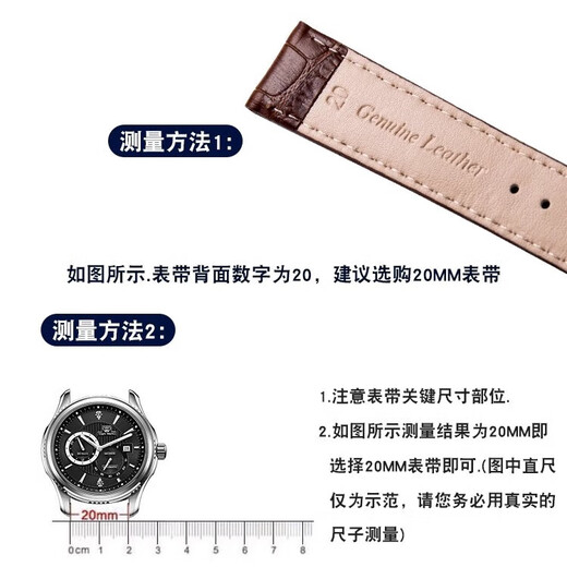 君倾适用格雅GEYA真皮手表带6193 6153 8199 8199 78008 8117针扣替换 棕色 12MM