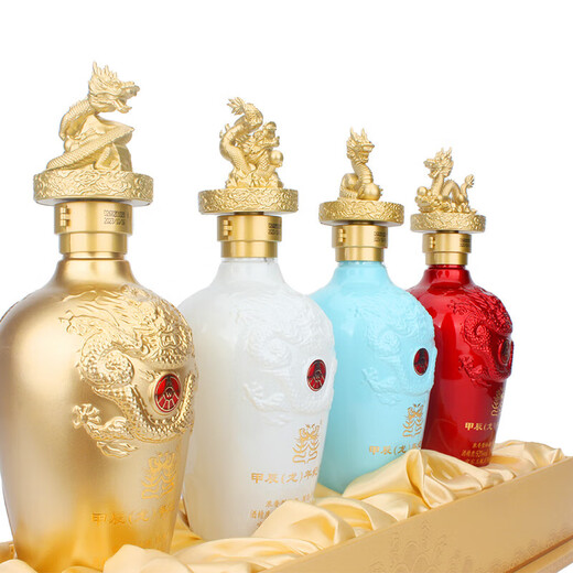 Wuliang Luzhou Wuliangye General Factory Zodiac Commemorative Liquor Luzhou Liquor Collection One-year-old New Year's Gift High-end Gift Box 52 Degrees 500mL 4 Bottles Jiachen Year of the Dragon