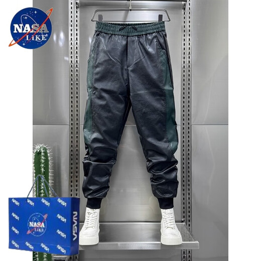 Nasalike Heavyweight Plus Samt verdickte Hosen für Herren-Winterreiter-Lederhosen für Herren-Motorräder warm und winddicht, vielseitiger, schlanker Anpassung und Fußruhe-Spleißfarbe [Hinzufügen von plus samtigem Verdickten] M 85-105jin [Jin entspricht 0,5 kg]