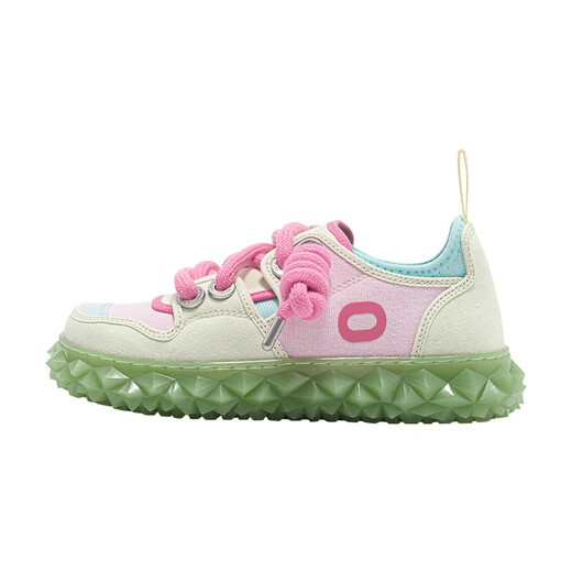 OETZI casual shoes couples new ugly cute canvas shoes with all-match color-blocking thick-soled jelly big head ugly trendy shoes light green/peach red/light blue T24341539 37