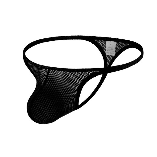 Men's sexy underwear low-waist thin belt mesh fluorescent color sexy thong gay underwear European size black M66-76CM
