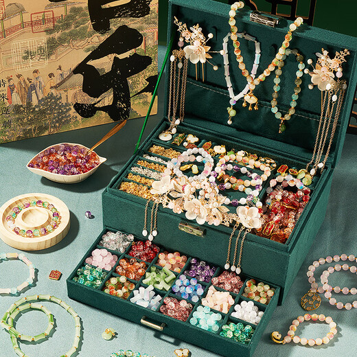 Xinge children's ancient style beaded gift box toys for girls birthday gifts hair decoration glass handmade DIY house play toys