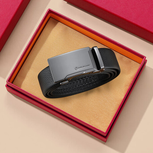Goldlion Men's Belt Fashionable Cowhide Belt Gift Box Business Men's Automatic Buckle Belt New Year's Gift