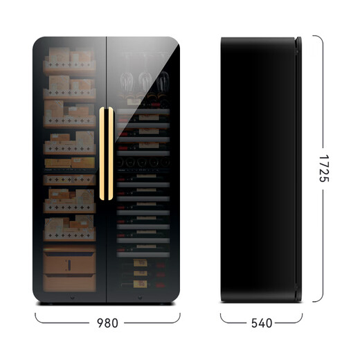 PULADI cigar cabinet constant temperature and humidity compressor humidification cigar cabinet intelligent temperature control and humidity control WIFI black 483L