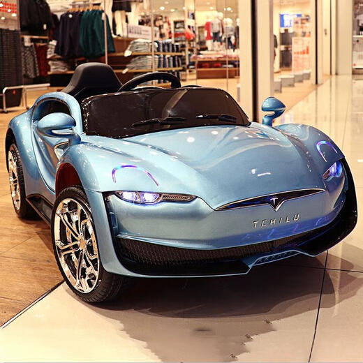 AWZ Tesla children's electric car four-wheel car dual electric dual drive remote control swing baby toy for children can sit on top with blue four-wheel drive lithium battery + full function + remote control four drive