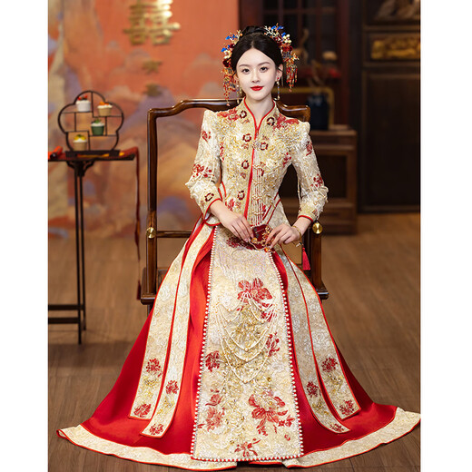 Xiuhe Family [Oriental Simple Sheer Style] Xiuhe Wedding Wedding Wedding 2025 Nouvelle robe de mariée Robe de mariée chinoise Xiuhe Wedding Dragon and Phoenix Gown New Chinese Style N-687 2xl