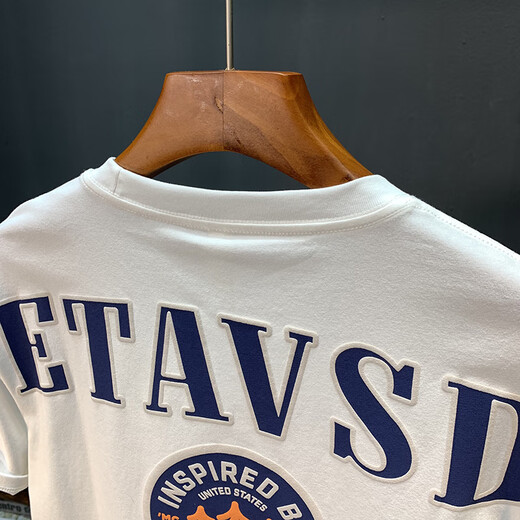 Luo Meng high-end summer thin American short-sleeved T-shirt men's trendy letter printed round neck versatile loose T-shirt top 9909 white (2025 new style) M suitable for weight 95-108 Jin Jin equals 0.5 kg.