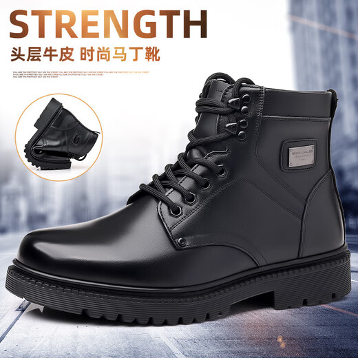 3513 Cruiser Military Hook Herren Baumwollschuhe echte Lederstiefel Wolle High-Top-Spezialkräfte Kampfstiefel Winterfellschuhe Herren Military Training Supplies 3519 Schwarze Single-Schuhe 38