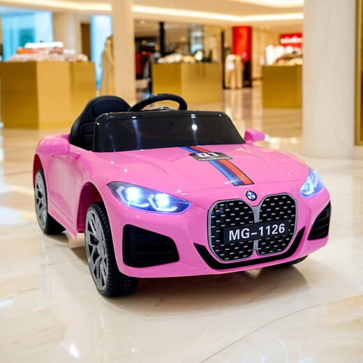 Liuwan children's electric car four-wheel with remote control male and female baby children's one-year-old gift can sit on toy stroller, painted red, leather seat + remote control + swing + Bluetooth + light music