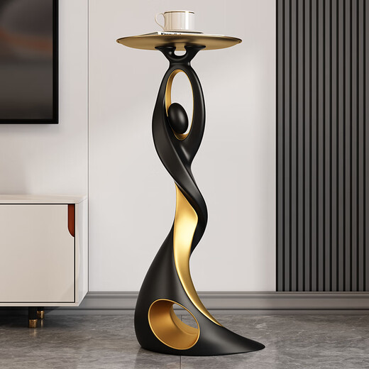 Bingshimei Living Room Art Floor Decorations Light Luxury High-end Sofa Side Tables TV Cabinet Decorations Housewarming Gifts Dancing Life Floor Black Gold/Height 70cm
