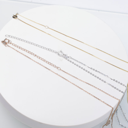 Beiyou 18k gold necklace women's rose gold pin chain gold cross chain au750 color gold necklace women's clavicle chain 18K gold 2g45cm