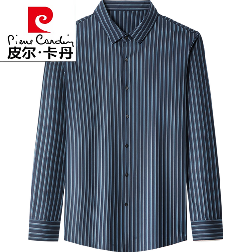 皮尔卡丹（pierre cardin）高端桑蚕丝高端男士长袖衬衫春秋季薄款无痕免烫休闲透气衬衣 9928款-黑色 165/M【建议90-120斤】