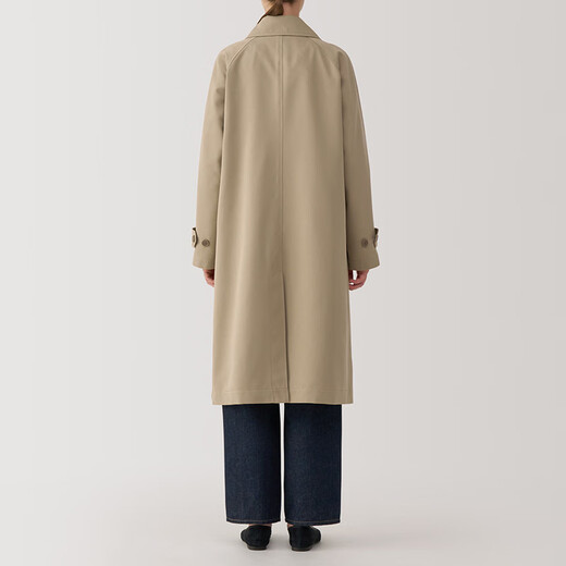 Muji (Muji) Style des femmes, pas facile d'obtenir de l'eau, un manteau à double boutonnage, une veste de ventre, l'automne de mi-longueur, Beige M 160 / 84a