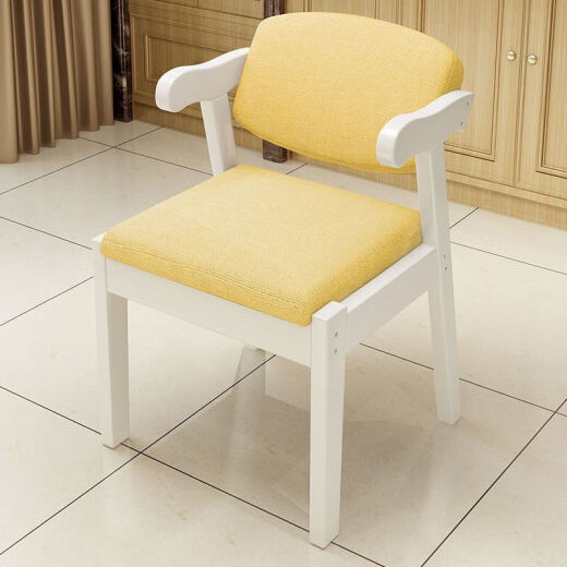 Jueyue solid wood dining chair home simple computer chair comfortable student study chair desk chair bedroom stool back chair Z chair wood color paint-free + light gray cloth
