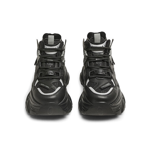 Tianmeiyi papa chaussures à lacets sports polyvalents épaisses épaisses hautes chaussures décontractées pour femmes printemps et automne CJ841dd4 noir 36