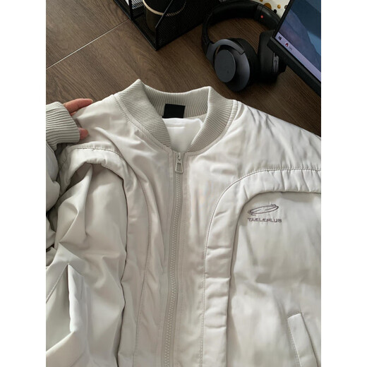 OEMG American deconstructed motorcycle cotton jacket men's winter short aviator curved handsome jacket thickened baseball jacket black quilted thickened XL recommended 130-150Jin Jin equals 0.5 kg