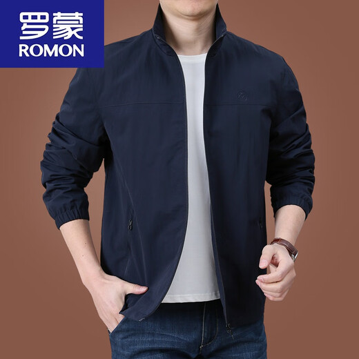 ROMON men's jacket spring and autumn fashion 2024 new casual jacket men's autumn loose thin autumn stand-up collar top 9898 khaki-plus thin velvet (small) L 175Specifications (145Jin [Jin equals about 0.5 kg])