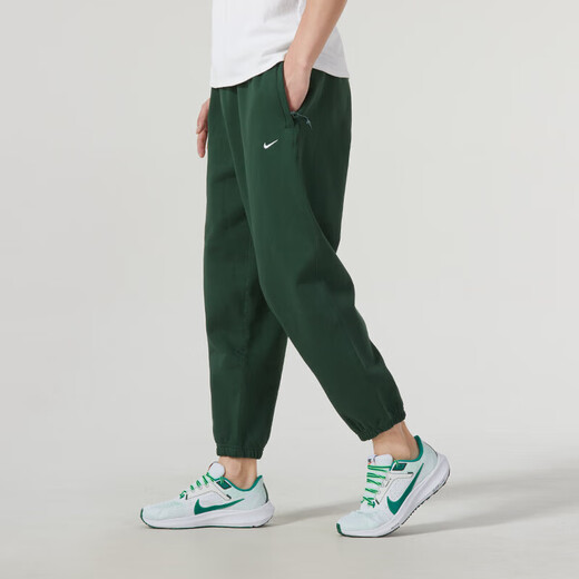 耐克（NIKE）绿色加绒长裤男宽松束脚裤防风运动裤保暖休闲卫裤DX1365 绿色_DX1365-323 偏大一码 L 推荐130-150斤