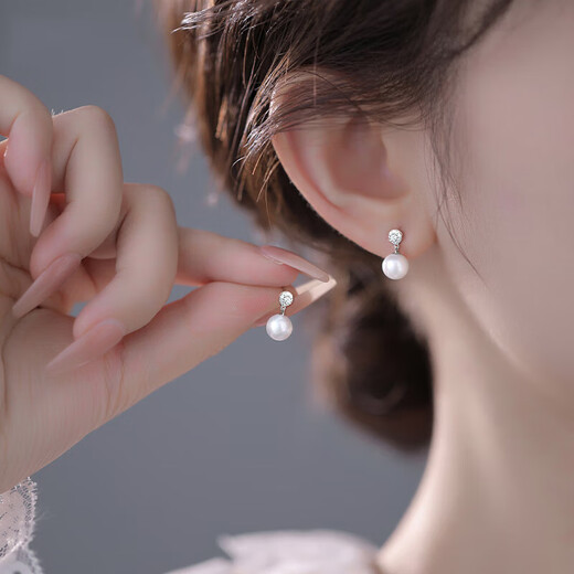 Qi Xiaomi (QI XIAO MI) Liu Yifei's same style Shijia pearl earrings women's earrings 2025 new light luxury high-end imitation pearl earrings a pair of tassel earrings