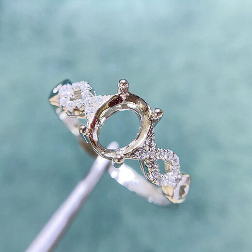 18K gold ring holder S925 silver electroplated female oval 4*6.5 5*7mm live mouth holder