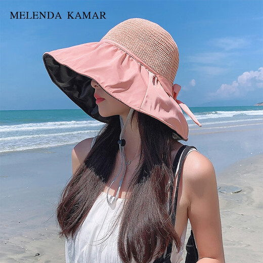 MELENDA KAMAR防晒帽子女春夏季草帽遮脸遮阳太阳帽渔夫帽生日礼物送女朋友老婆 卡其色