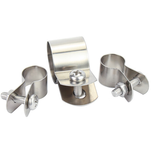 Jinchao 304 stainless steel pipe clamp round pipe fixed buckle clamp steel pipe riding clamp hoop connecting line grounding card 20mm (5 sets)