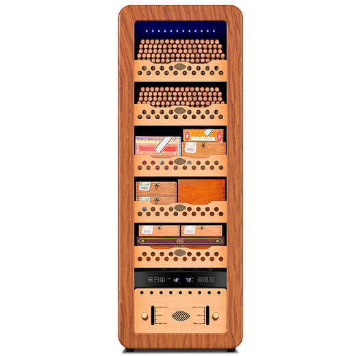 Qielong 48HC cigar cabinet intelligent constant temperature and humidity cigar cabinet fashionable curved household energy-saving silent cedar wood shelf cigar cabinet air-cooled frost-free compressor cabinet 78HC rosewood grain cedar wood shelf + curved + constant temperature and humidity