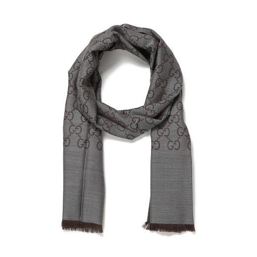 Gucci (GUCCI) classic double G printed wool scarf for men and women, luxury goods, Chinese Valentine's Day gift, fashionable couple model, dark gray 1659043G6461264 envelope bag