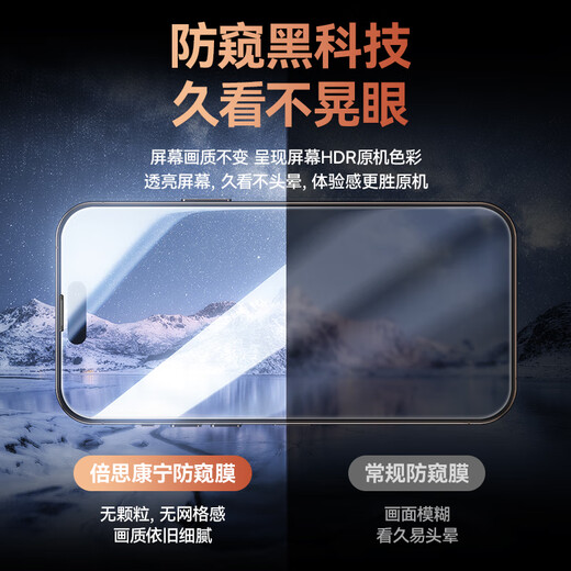 倍思【康宁膜&28°防窥膜】适用苹果16ProMax钢化膜iPhone16ProMax手机膜防偷看防尘防摔抗指纹全屏覆盖