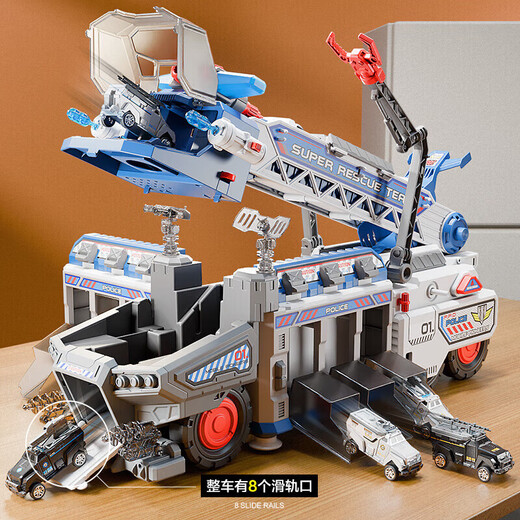 IDOL CAT Track Alloy Car Educational Toy Boy Birthday Gift 3-6 Years Old Boy Baby Children's Day Children's Day Police Car 12 Alloy Car + Airplane + Exquisite Gift Box Sam's Same Style Can Spray Water 23456 Years Old