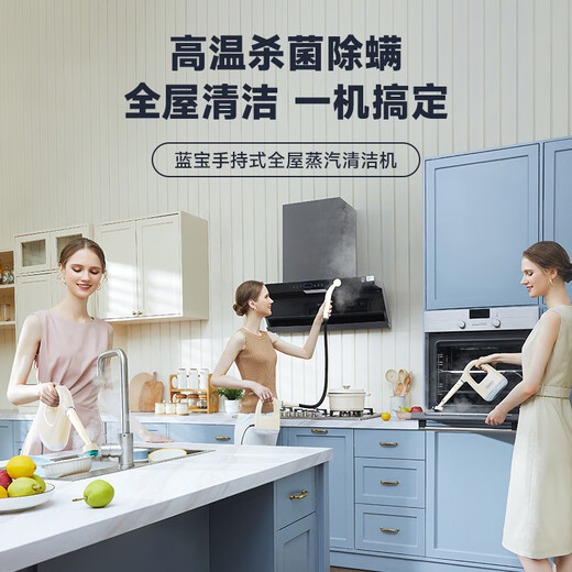 BLAUPUNKT Household High Temperature and High Pressure Steam Cleaner Whole House Cleaner Multifunctional Portable Small Kitchen Air Conditioner Cleaner Integrated Handheld Steam Cleaner Cleaner Warm Apricot Yellow One Machine Multi-Purpose + 12 Piece Complete Set