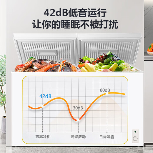 CHIGO dual-temperature freezer 388-liter large-capacity horizontal freezer for home and business storage, first-class energy efficiency refrigeration and freezing dual-purpose ice cream cabinet, trade-in KCD-388D