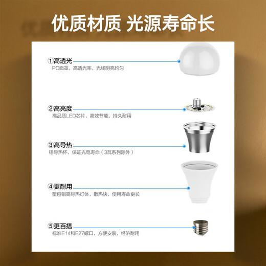 OPPLE LED bulb bulb E27 screw commercial high-power factory industrial and mining lamp chandelier 6500K incandescent lamp 30W white light floor lamp