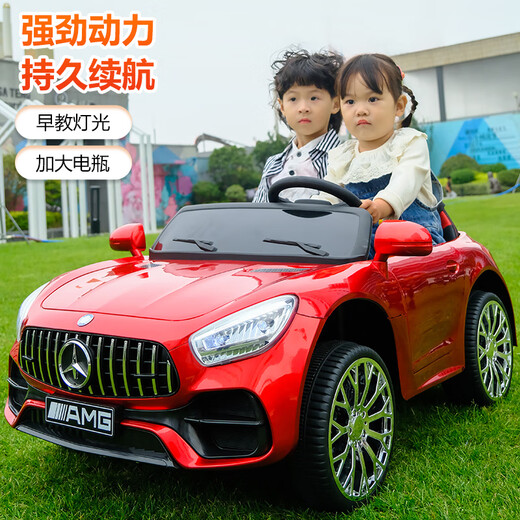 慧奥童儿童电动车四轮四驱汽车可坐双人遥控充电男女小孩玩具幼儿大童车 粉双驱+遥控+大电瓶