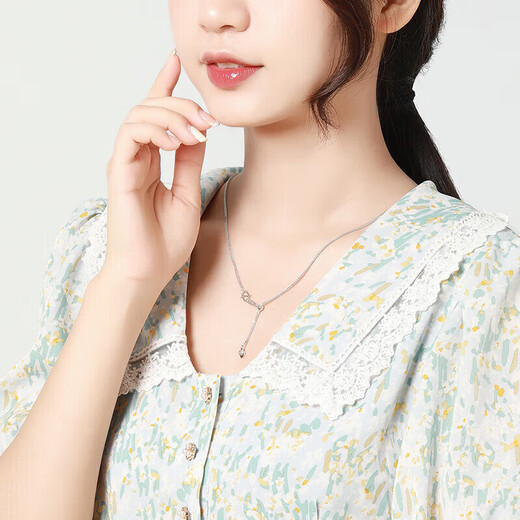 Mengjinyuan platinum necklace PT950 love Chopin chain tassel small peach heart a two-wear clavicle chain