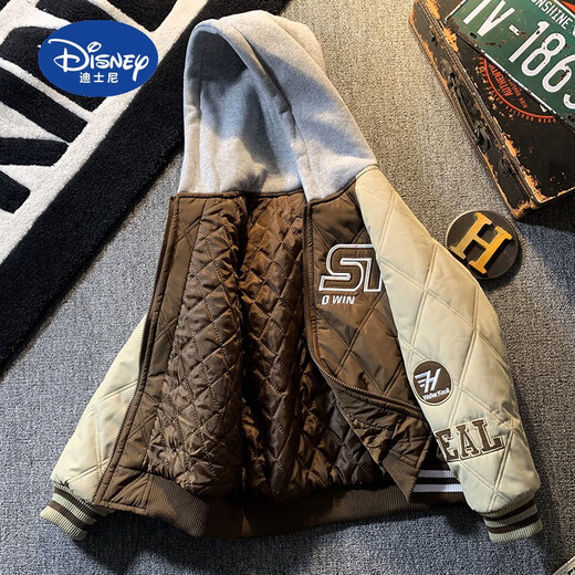 Disney (Disney) Boys' Jackets Spring and Autumn Baseball Uniforms Cotton Quilted Cotton Clothes Autumn and Winter Cotton Clothes Children's Spring Clothing 2025 New Style Blue (Padding) 140cm