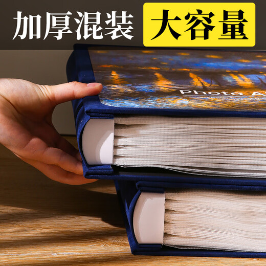 相册本定制制作纪念册567英寸情侣家庭1000张收纳册宝宝成长纪念插页式影集 罗纳河的星夜（送礼盒） 黑567810寸混装694张