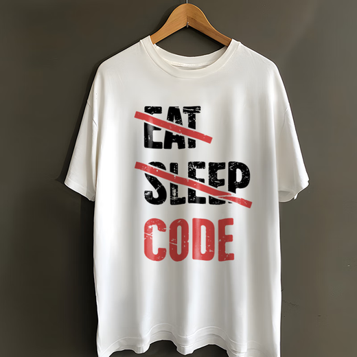 XPAY纯棉程序员T恤IT狂人同款码农java代码语言Github周边短袖衣服棉 黑色 3880程序员 S 155-165cm/90-110斤