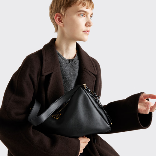 PRADA/Prada gift women's Prada Aim e large cow leather shoulder bag handbag black