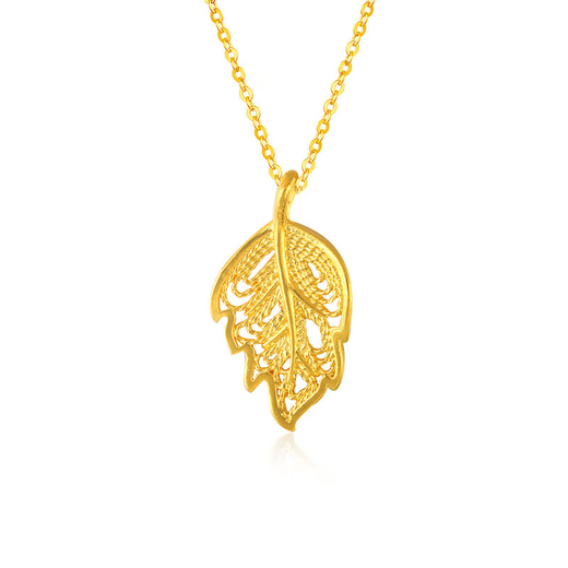 Yongsi Old Phoenix 999 Old Phoenix Gold Pure Gold Good Marriage Pendant Women's Light Luxury Imitation Gold Hollow Gold Leaf Necklace