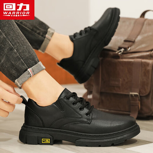 Warrior Business Retro Casual Work Shoes Мужчины кружевные кожаные туфли мужчины 1632 черные 43